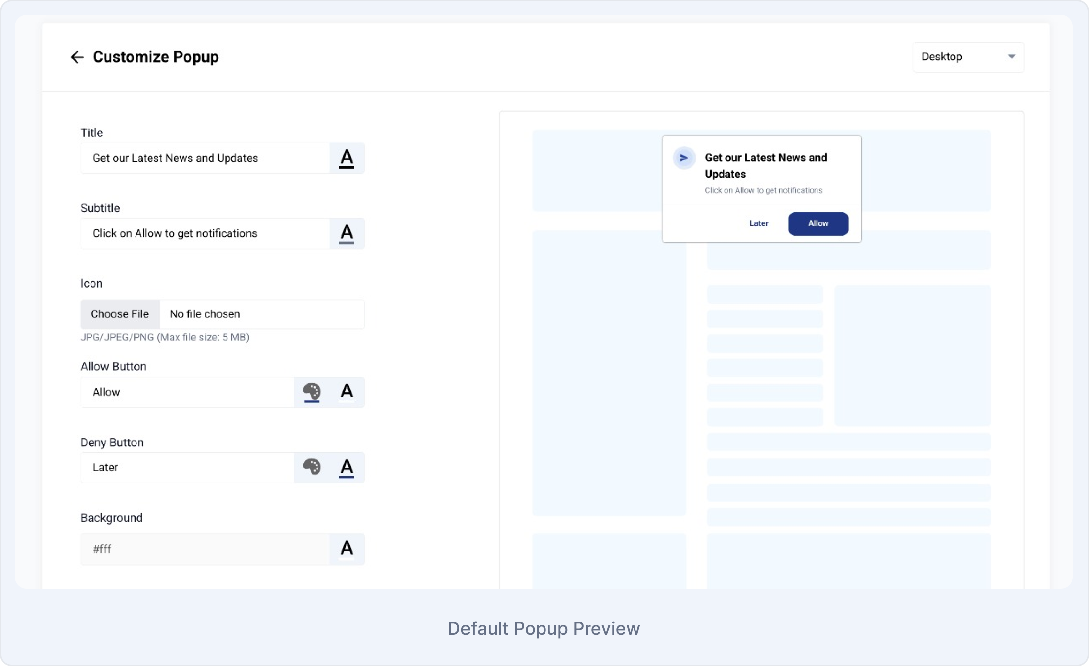Popup Customization